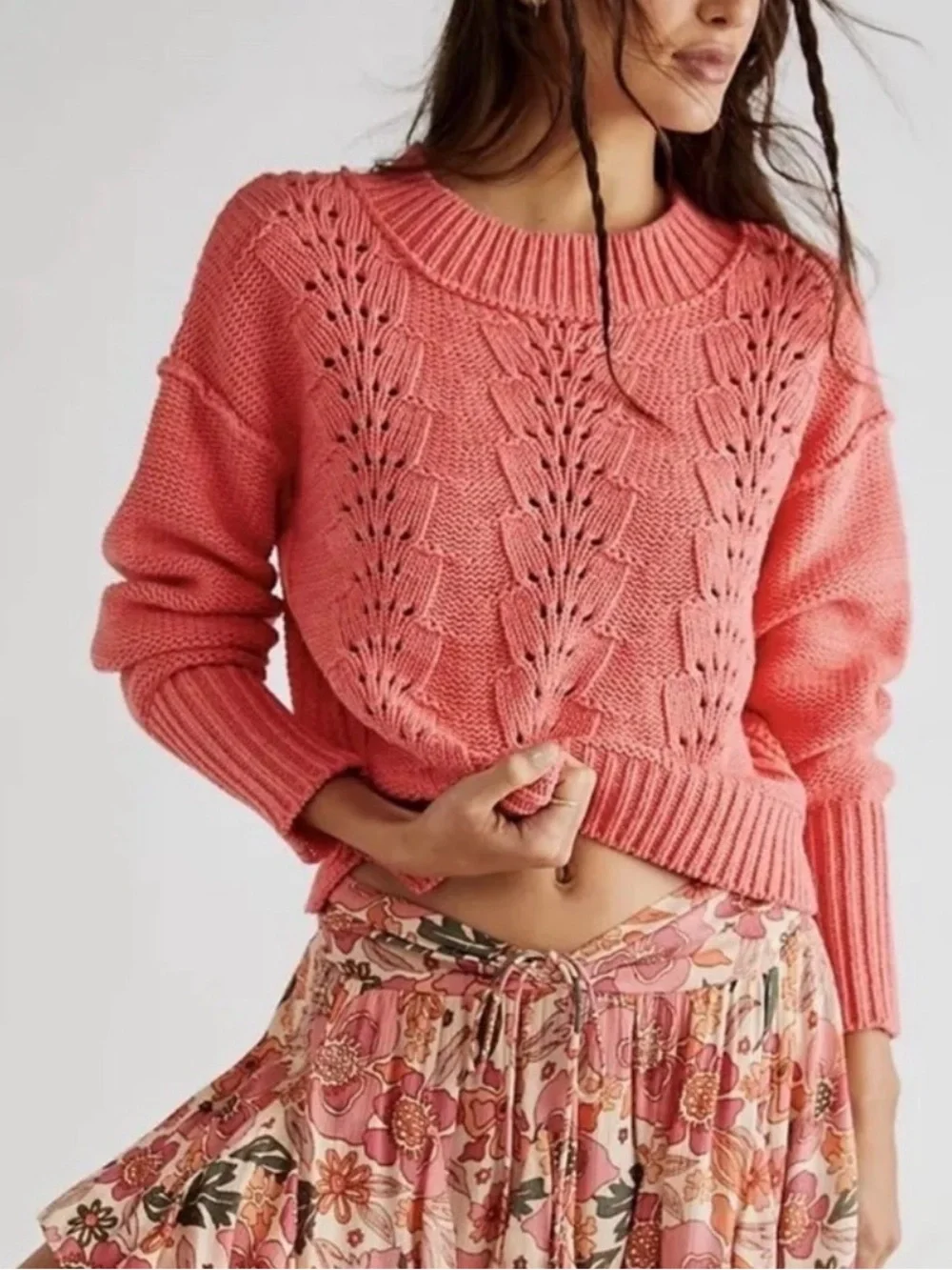 Free People Bell Song Pullover Sweater Cropped